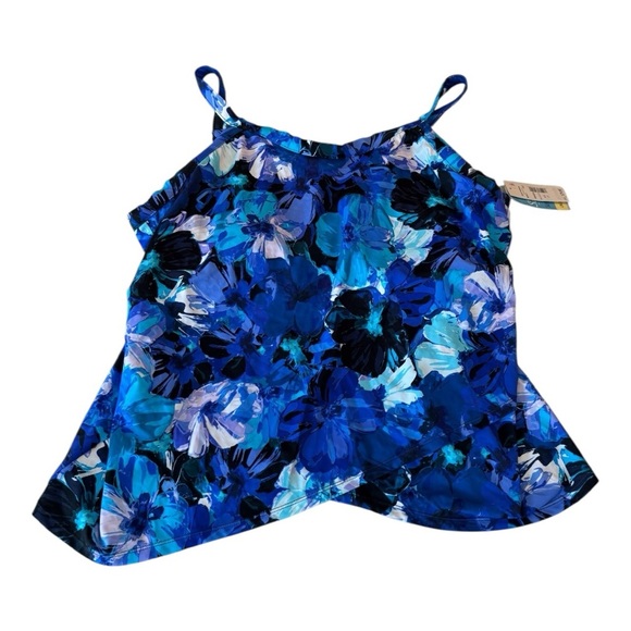 NEW Swim Solutions Navy Blues Floral Underwire Tankini Swim Top – Size 22W - Picture 4 of 15